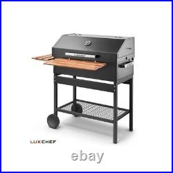 Heavy Duty Large LUXCHEF 50cm Charcoal BBQ Grill Garden Barbecue With Wheels BLK