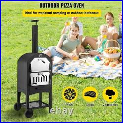 Home Outdoor Pizza Oven Charcoal BBQ Grill 2-Tier Freestanding with Chimney Smoker