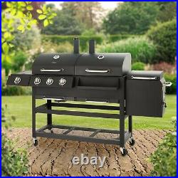 Ignite XL Barbecue Multi Fuel Wagon Grill 4-in-1 Gas/Charcoal/Smoker/Side Burner