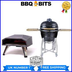 Kamado Bbq 23.5 Barbecue And Gas Fired Pizza Oven Grill Egg Charcoal Black