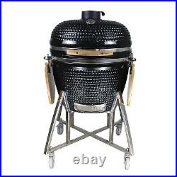 Kamado Bbq 26 Barbecue Grill Smoker Ceramic Egg Charcoal Outdoor Bbq-bits Black