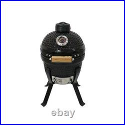 Kamado bono black picnic 33cm bbq grill smoker ceramic egg charcoal cooking oven