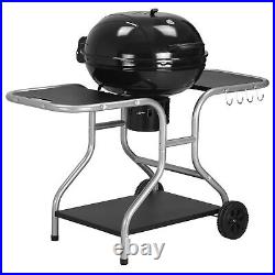 Kettle BBQ Charcoal Grill Garden Trolley Portable Barbecue Black Mobile Strong