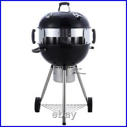 Kettle BBQ Grill Smoker Enamel Fire Bowl Charcoal Meat Steak Cooker Pizza Oven