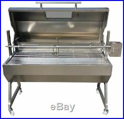 Large 1.5m Stainless 30-100kg Hooded Spit Roaster Rotisserie Charcoal BBQ Grill