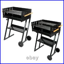 Large Adjustable Barbecue Charcoal Grill BBQ Outdoor Garden Camping with Wheels