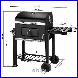 Large BBQ Grill Stove Cart Trolley Barbecue Grille Brazier Fire Pit Thermometer