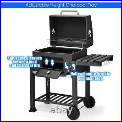 Large BBQ Grill Stove Cart Trolley Garden Barbecue Grille Temp gauge Covered
