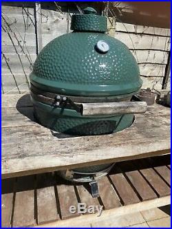 Large Big Green Egg barbeque grill with Table