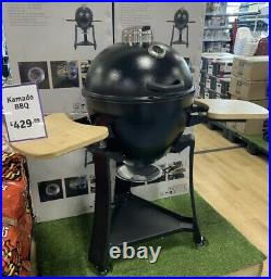 Large Black Kamado Egg BBQ Barbeque Grill Oven Steel Brand New Free P&P