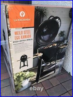 Large Black Kamado Egg BBQ Barbeque Grill Oven Steel Brand New Free P&P
