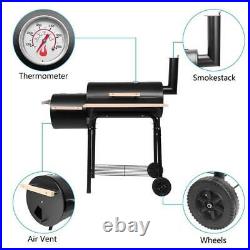Large Charcoal Barbecue Grill with Wheels Outdoor Portable BBQ Trolley Smoker