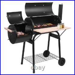 Large Charcoal Barrel BBQ Grill Garden Barbecue Patio Smoker Portable WithWheels