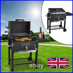 Large Charcoal Big Square BBQ Grill Garden Barbecue Trolley Outdoor With Wheels
