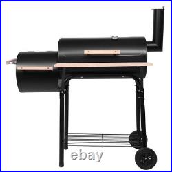 Large Charcoal Grill BBQ Barbecue Trolley Garden Backyard Smoker with Shelf Wheels
