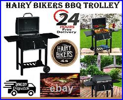 Large Charcoal Square BBQ Grill Trolley Hairy Bikers Barbecue Garden Outdoor