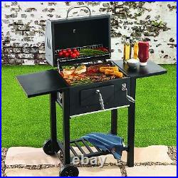 Large Charcoal Square BBQ Grill Trolley Hairy Bikers Barbecue Garden Outdoor