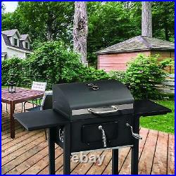 Large Charcoal Trolley Grill BBQ Wheels Ashtray Garden Outdoor Portable Black