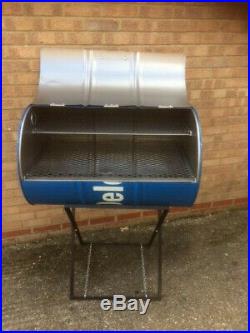 Large Double Rack Oil Drum BBQ Charcoal Grill Jerk Pan with Foldable Stand