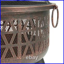 Large Outdoor Fire Pit With BBQ Grill Brazier Stove Garden Firepit Patio Heater