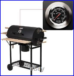 Large Outdoor Garden Patio Charcoal Barrel Bbq Barbecue Grill Steel Smoker Black