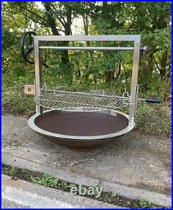 Large Round Santa Maria Fire pit BBQ Grill Rotisserie & Adjustable Heights