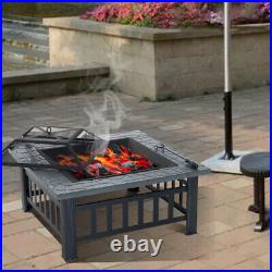 Large Square FirePit Outdoor BBQ Firepit Brazier Garden Stove Patio Heater Grill