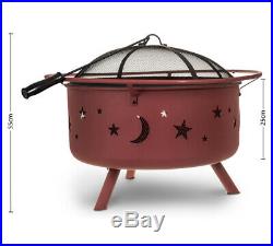 Livivo Bronze Clay Moon & Stars Garden Fire Pit Patio Heater Bbq Grill Log Burn