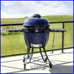 Louisiana Grills 24 (60 cm) Ceramic Kamado Charcoal Barbecue in Blue + Cover