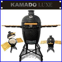 Luxe Outdoor Kamado BBQ Charcoal Grill Ceramic Barbecue Grill with Side Panels