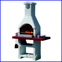 Martinique Lx charcoal barbecue refractory concrete masonry with hood and grill
