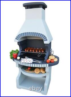 Massive masonry BBQ barbecue garden grill fireplace wood and charcoal cooking