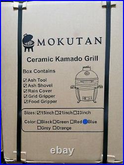Mokutan Kamado Table Ceramic Grill Egg BBQ 15 inch with accessories
