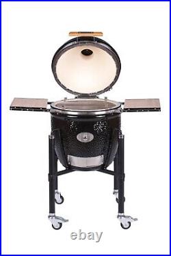 Monolith Kamado BBQ Grill Classic Pro Series 2 Black With Cart And Side Shelves
