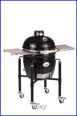 Monolith Kamado BBQ Grill Classic Pro Series 2 Black With Cart And Side Shelves