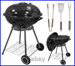 Mylek Kettle BBQ Barbecue Grill 22 Charcoal Portable Thermometer And Untensils
