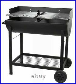 New Large Half Drum Barrel Steel BBQ Charcoal Garden Barbecue Adjustable Grill