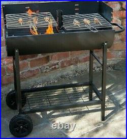New Large Half Drum Barrel Steel BBQ Charcoal Garden Barbecue Adjustable Grill