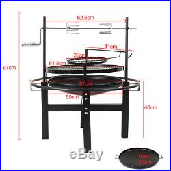 Outdoor BBQ Rotisserie Barbecue Grill Charcoal Wood Roast Stove Fire Pit Bowl