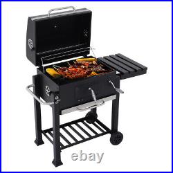 Outdoor Barbecue Charcoal Smoker Portable BBQ Grill Trolley Camping Food Cooking