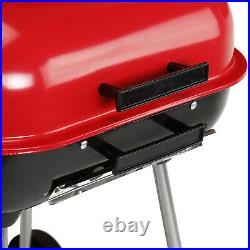 Outdoor Barbecue Cooking Grill Powder Wheels Red Charcoal Trolley BBQ
