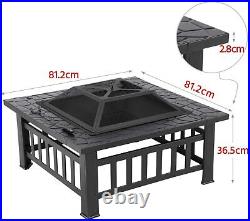 Outdoor Bbq Firepit Square Stove Patio Heater Grill Various Sizes Garden Brazier
