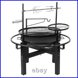 Outdoor Charcoal BBQ Grill with Rotisserie Barbecue Hot Spit Roast Fire Pit Bowl