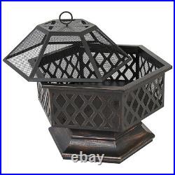 Outdoor Fire Pit BBQ Grill Fire Brazier Garden Square Table Stove Patio Heater