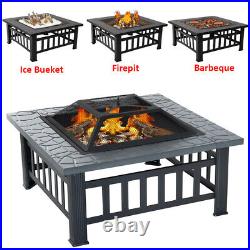 Outdoor Garden BBQ Charcoal Grill Barbecue Smoker Cooker with Spark Screen Poker