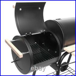 Outdoor Garden Charcoal Grill BBQ Trolley Wheels Smoker Shelf Side Steel-UK