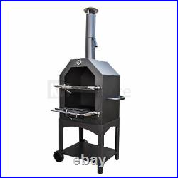 Outdoor Pizza Oven 3-tier Freestanding Steel Bbq Smoker Portable Cooker Grill