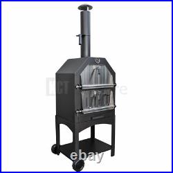 Outdoor Pizza Oven 3-tier Freestanding Steel Bbq Smoker Portable Cooker Grill