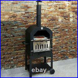 Outdoor Pizza Oven Garden Chimney Charcoal BBQ Smoker 2-Tier Large Freestanding