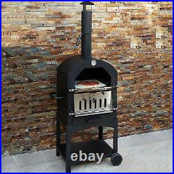 Outdoor Pizza Oven Garden Chimney Charcoal BBQ Smoker Grill Freestanding 2 Tier